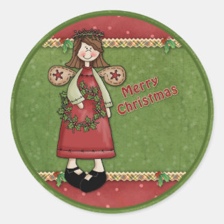 Sticker Rond Ange lunatique de Noël
