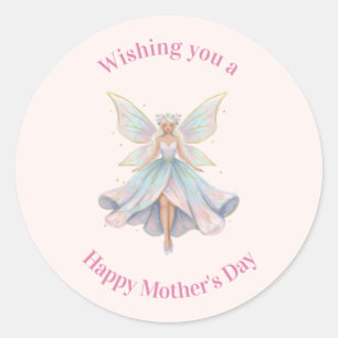 Sticker Rond Ange Magique Fée Couleurs Pastel Fête des Mères