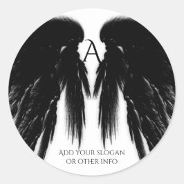 Sticker Rond ANGE NOIR AILES Monogramme