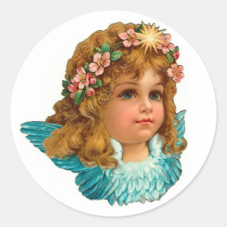 Sticker Rond Ange victorien Vintage Floral Pâques