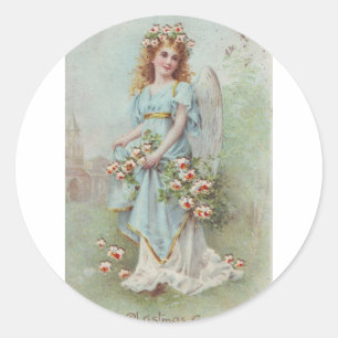 Sticker Rond Ange vintage de Noël