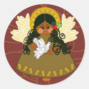 Sticker Rond Angel avec chevalet de colombe