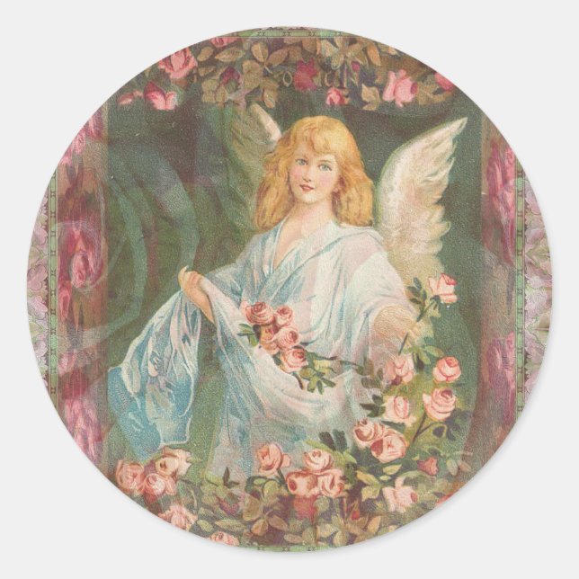 Sticker Rond Angel avec Roses (Devant)
