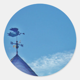 STICKER ROND ANGEL BLOWING HORN