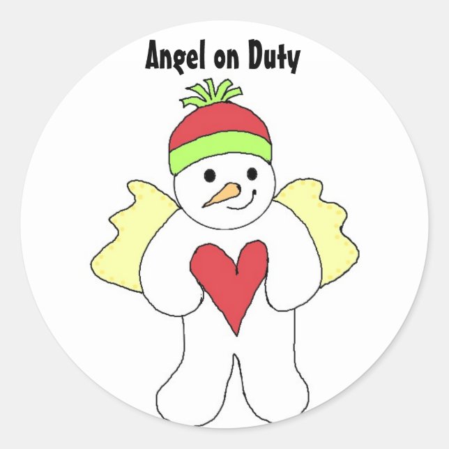 Sticker Rond Angel de neige en service (Devant)