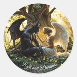 Sticker Rond Angel Demon design surnaturel