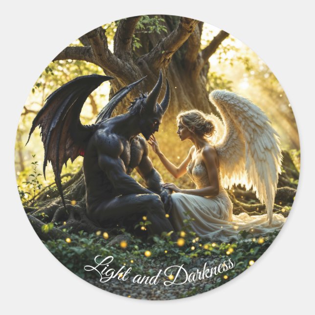 Sticker Rond Angel Demon design surnaturel (Devant)