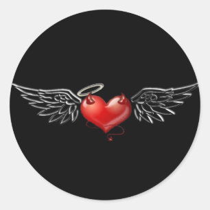 Sticker Rond Angel diable arrière - plan