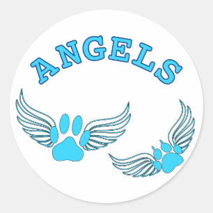 Sticker Rond Angel Pis Animaux En Bleu