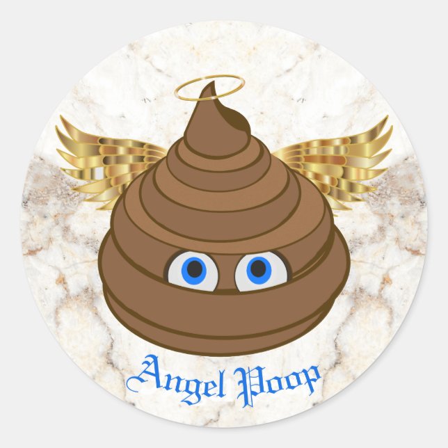 Sticker Rond Angel Poop Emoji (Devant)