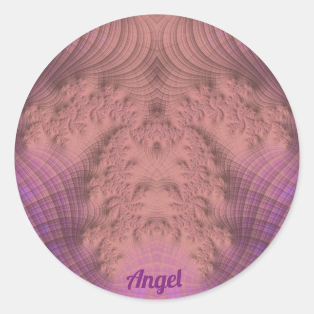 Sticker Rond ANGEL~ rose et pourpre ~ (Devant)