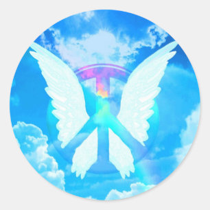 Sticker Rond Angel Wings & Peace