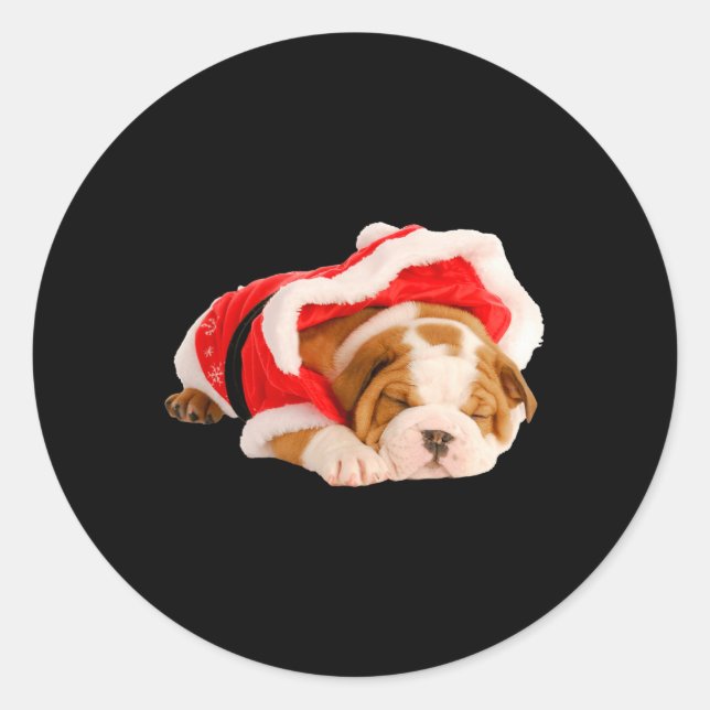 Sticker Rond Anglais Chien Chien Chien Chien Père Noël Costume  (Devant)