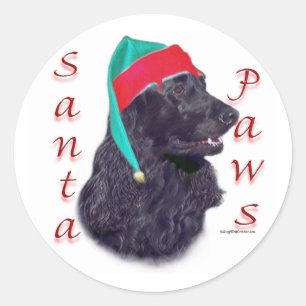 Sticker Rond Anglais Cocker Spaniel (noir) Père Noël Paws