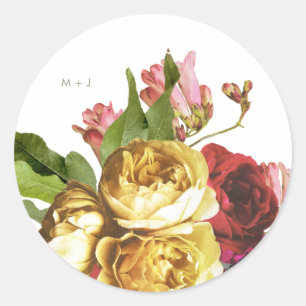 Sticker Rond Anglais Garden Vintage Rose Mariage