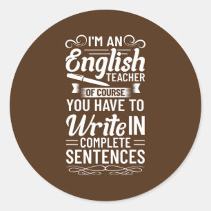 Sticker Rond Anglais Stylo de tenue d'enseignant