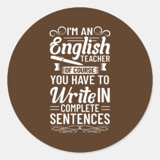 Sticker Rond Anglais Stylo de tenue d'enseignant