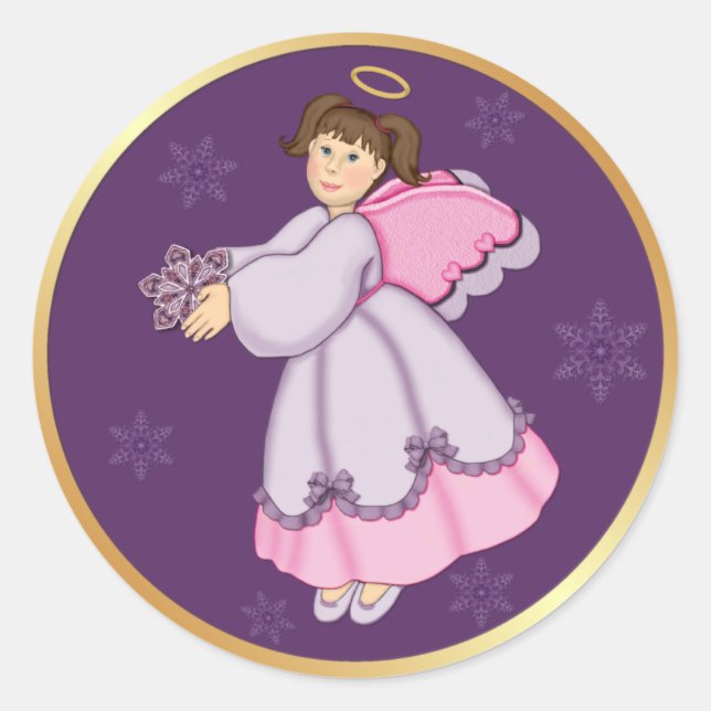 Sticker Rond Angle de flocon de neige (Devant)