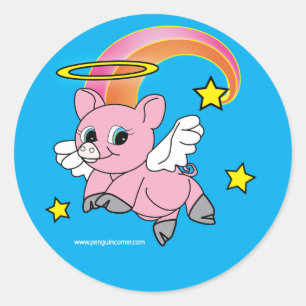 Sticker Rond Angle de porc en vol