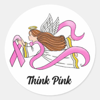 Sticker Rond Angle de ruban rose