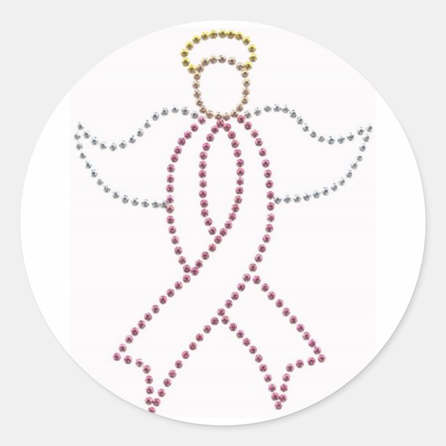 Sticker Rond Angle de ruban rose (Devant)