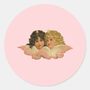 Sticker Rond Angles victoriens rose pâle