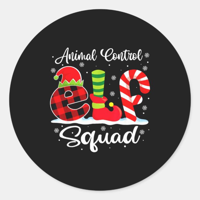 Sticker Rond Animal Control Elf Squad Christmas Officer Matchin (Devant)