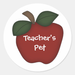 Sticker Rond Animal de compagnie de l'enseignant/Pomme rouge