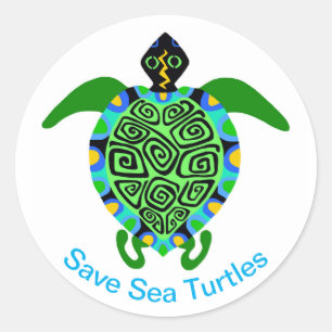 Sticker Rond Animal en voie de disparition - Sauvez les TORTUES