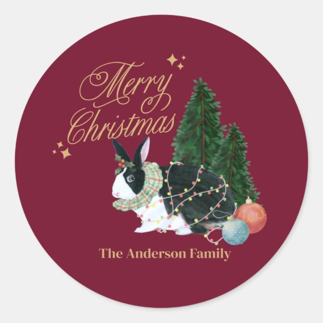 Sticker Rond animal mignon père Noël (Devant)