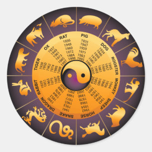 Sticker Rond Animal Yin Yang