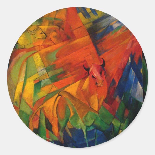 Sticker Rond Animals in a Landscape by Franz Marc (Devant)