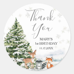 Sticker Rond Animaux à feuillage persistant Hiver Pays de l'Oue