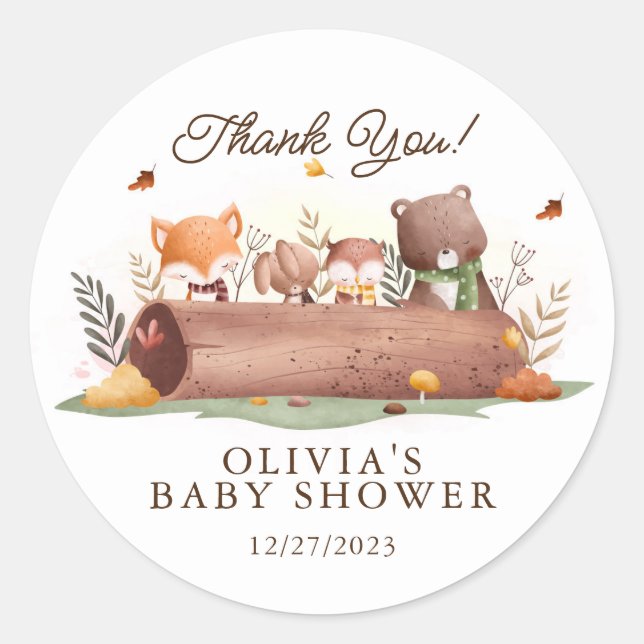 Sticker Rond Animaux adorables des bois (Devant)