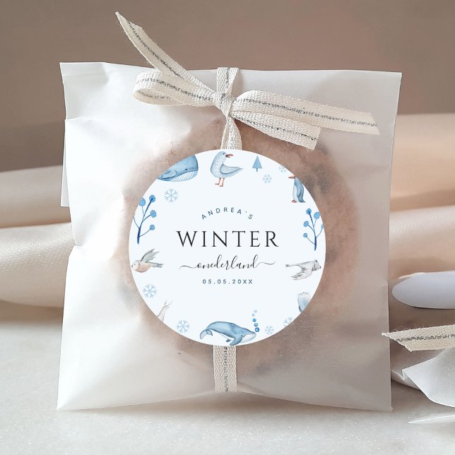 Sticker Rond Animaux arctiques Blue Winter Onederland 1er anniv (Créateur téléchargé)