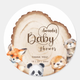 Sticker Rond Animaux Bébés Mignons Remerciements Baby Shower