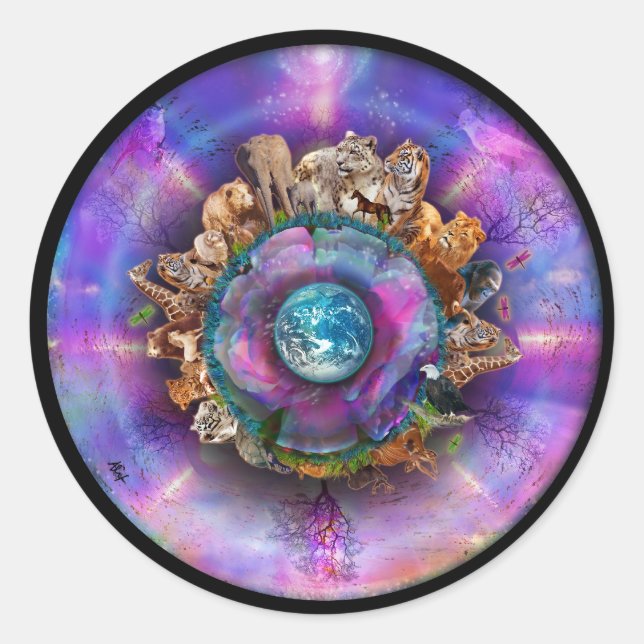 Sticker Rond Animaux cosmiques (Devant)