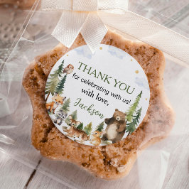 Sticker Rond Animaux de bois mignons Anniversaire