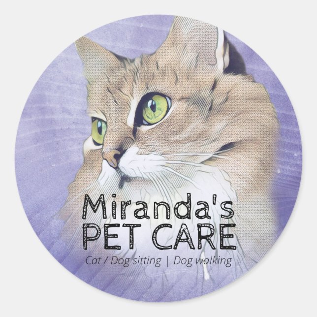 Sticker Rond Animaux de compagnie assis Bain Grooming Beauté Sa (Devant)