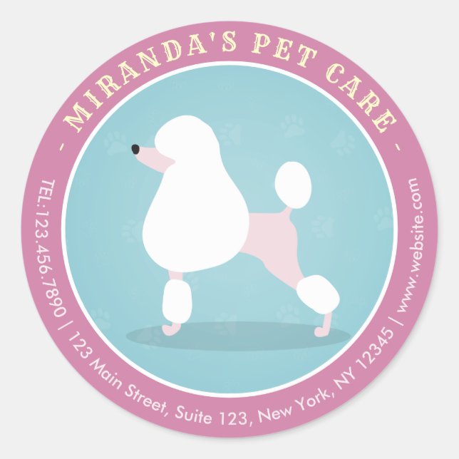 Sticker Rond Animaux de compagnie assis Bain Salon Grooming Foo (Devant)