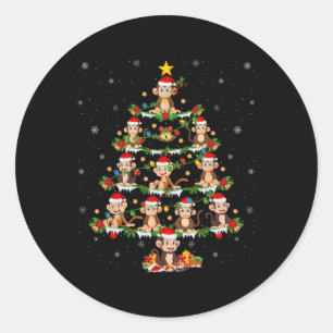 Sticker Rond Animaux de compagnie Joyeux Noël Père Noël Singe A