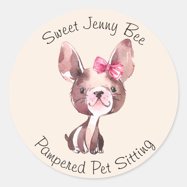 Sticker Rond Animaux de compagnie Whimsic Sitting Business & Ma (Devant)