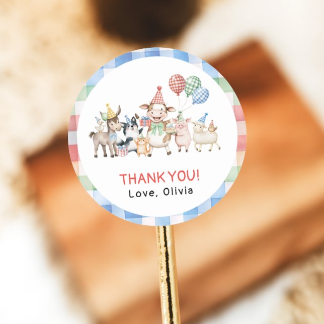 Sticker Rond Animaux de ferme Anniversaire Barnyard Fête d'anni (Créateur téléchargé)