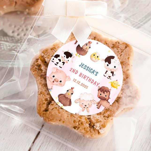 Sticker Rond Animaux de ferme Ballons de nid Fête Anniversaire (Créateur téléchargé)