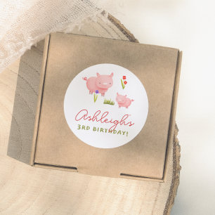 Sticker Rond Animaux de ferme Barnyard Bash fête d'anniversaire