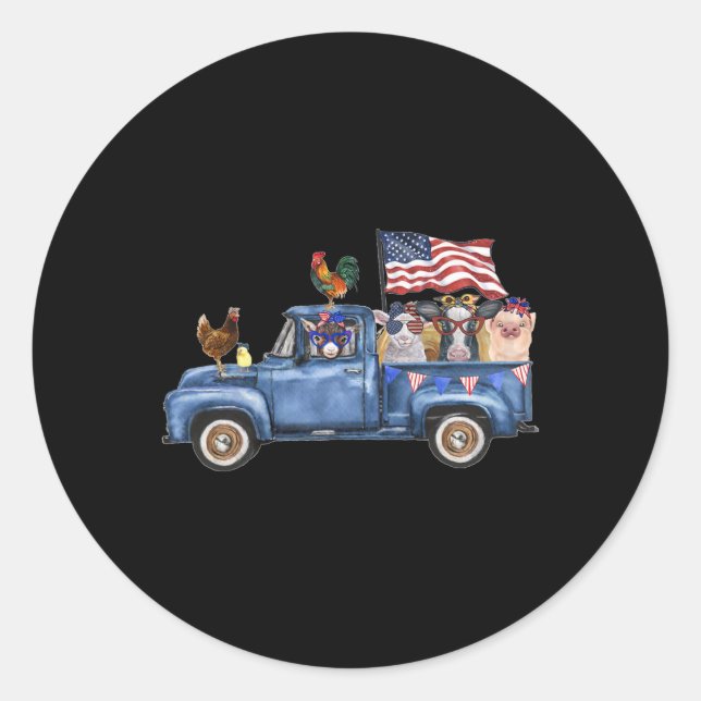 Sticker Rond Animaux de ferme Vache porc chèvre poulet ferme ca (Devant)