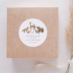 Sticker Rond Animaux de la Forêt Baby Shower