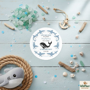 Sticker Rond Animaux de la mer Requin 1er Anniversaire Sous l
