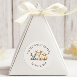 Sticker Rond Animaux de Pépinière Peluche Vintage Baby Shower