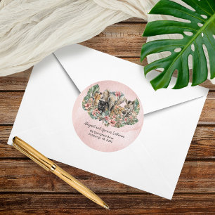 Sticker Rond Animaux de Safari Tropical Retour Adresse Seal